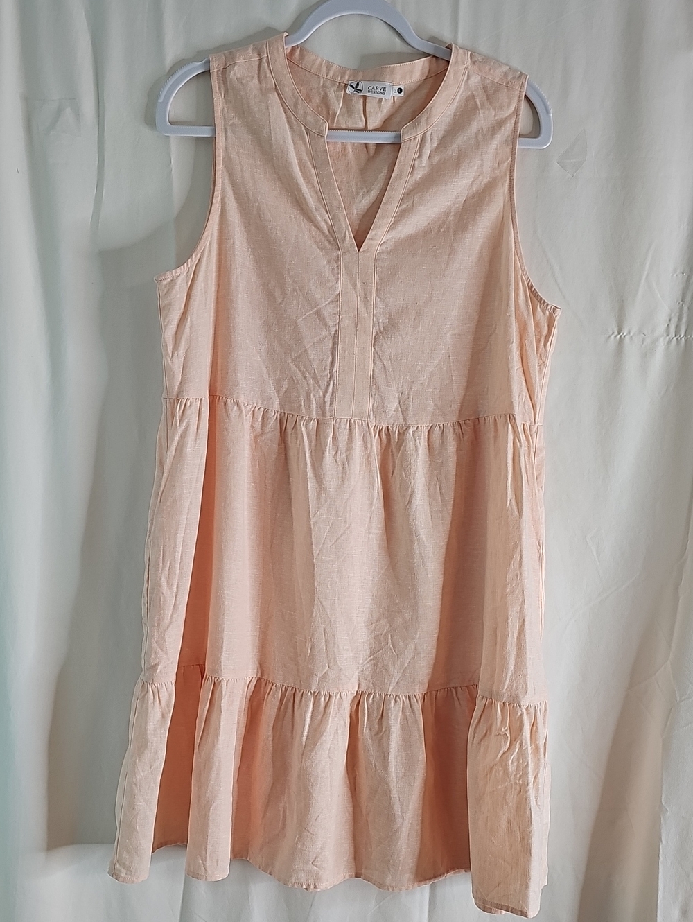 Carve Designs Pale Peach Sleeveless Tiered Mini Dress